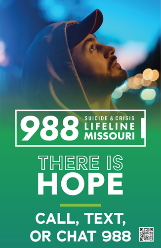 Example of Missouri 988 Poster Featuring a Young Man